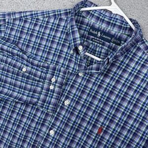 Ralph Lauren Shirt Mens XL Blue Plaid Classic Fit Long Sleeve Button Up Casual